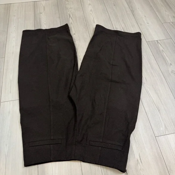 Lot Of 2 L'Eicnecra Casual Women's 36x23 Wool Cropped Pants Wide Leg Brown Gray